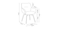 Chaise MADO Pivotant Velours côtelé Beige, dimension H84 x L63 x P63, idéal pour votre cuisine ou salle à manger