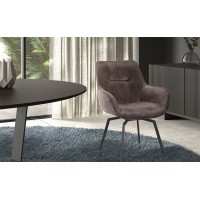 Chaise MADO Pivotant Velours Taupe, dimension H84 x L63 x P63, idéal pour votre cuisine ou salle à manger