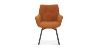 Chaise MADO Pivotant Velours côtelé Orange, dimension H84 x L63 x P63, idéal pour votre cuisine ou salle à manger
