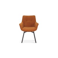 Chaise MADO Pivotant Velours côtelé Orange, dimension H84 x L63 x P63, idéal pour votre cuisine ou salle à manger