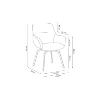 Chaise MADO Pivotant tissu Vert, dimension H84 x L63 x P63, idéal pour votre cuisine ou salle à manger