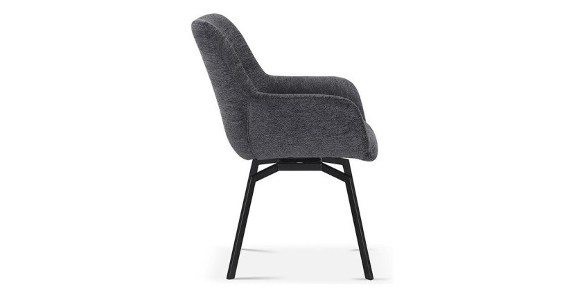 Chaise MADO Pivotant tissu Gris foncé, dimension H84 x L63 x P63, idéal pour votre cuisine ou salle à manger