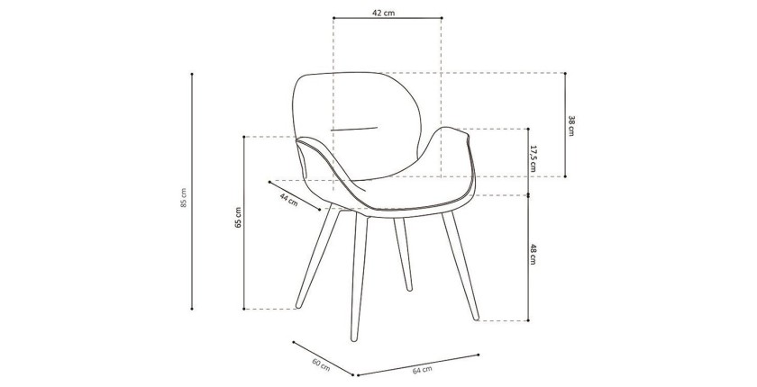 Chaise MAXIMA Tissu Vert, dimension H85 x L64 x P60, idéal pour votre cuisine ou salle à manger