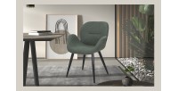 Chaise MAXIMA Tissu Vert, dimension H85 x L64 x P60, idéal pour votre cuisine ou salle à manger