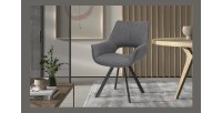 Chaise TIMOTE Tissu Gris, dimension H86.5 x L61 x P64, idéal pour votre cuisine ou salle à manger