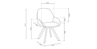 Chaise JEANNE Tissu Gris Dos PU Gris foncé, dimension H85 x L55 x P62, idéal pour votre cuisine ou salle à manger
