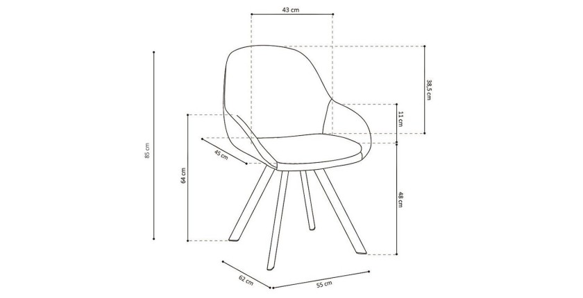 Chaise JEANNE Tissu Rose Dos PU Gris foncé, dimension H85 x L55 x P62, idéal pour votre cuisine ou salle à manger
