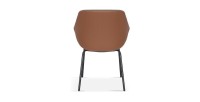 Chaise SAM Tissu Vert Dos PU Cognac, dimension H85 x L57.5 x P65, idéal pour votre cuisine ou salle à manger