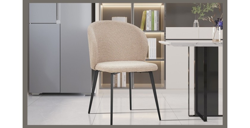 Chaise TOLO Tissu Bouclé Sable, dimension H80 x L51 x P55, idéal pour votre cuisine ou salle à manger