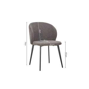 Chaise TOLO Tissu Bouclé Gris, dimension H80 x L51 x P55, idéal pour votre cuisine ou salle à manger