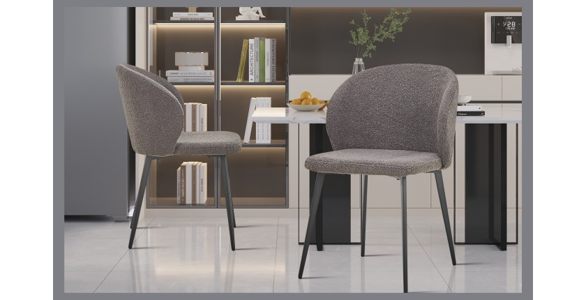 Chaise TOLO Tissu Bouclé Gris, dimension H80 x L51 x P55, idéal pour votre cuisine ou salle à manger