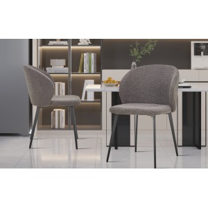 Chaise TOLO Tissu Bouclé Gris, dimension H80 x L51 x P55, idéal pour votre cuisine ou salle à manger