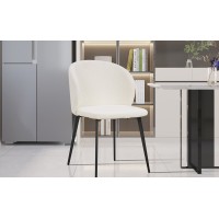 Chaise TOLO Tissu Bouclé Blanc, dimension H80 x L51 x P55, idéal pour votre cuisine ou salle à manger