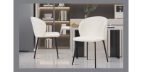 Chaise TOLO Tissu Bouclé Blanc, dimension H80 x L51 x P55, idéal pour votre cuisine ou salle à manger