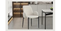 Chaise BALBOA Tissu Bouclé Beige, dimension H88 x L60 x P57, idéal pour votre cuisine ou salle à manger
