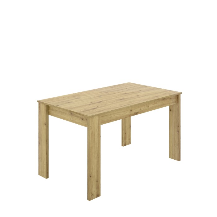 Table de salle à manger rectangulaire, collection AMSI, coloris chêne clair, 139x81