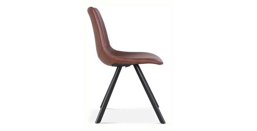 Chaise EMET PU Brun foncé, dimension H83 x L46 x P60 cm, idéal pour votre cuisine ou salle à manger