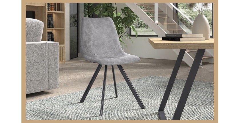 Chaise EMET PU Gris foncé, dimension H83 x L46 x P60 cm, idéal pour votre cuisine ou salle à manger