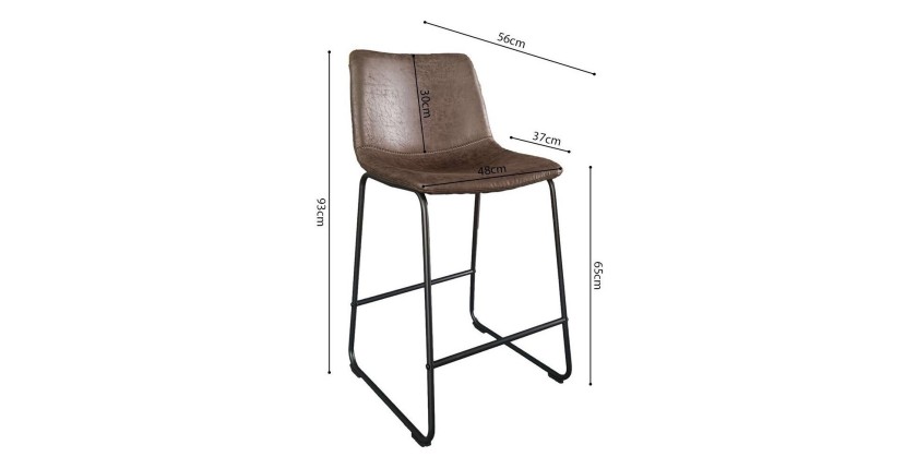 Chaise de comptoir MANCO PU Brun foncé, dimensions : H93 x L48 x P56 cm, idéal pour votre cuisine\comptoir