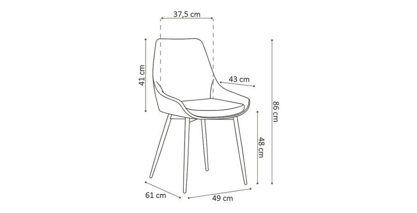 Chaise MICRA PU Micro fibre Brun, dimensions: H86 x L49 x P61 cm, idéal pour un salon de prestige
