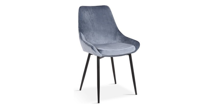 Chaise MICRA Velours Bleu, dimensions: H86 x L49 x P61 cm, idéal pour un salon de prestige