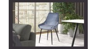 Chaise MICRA Velours Bleu, dimensions: H86 x L49 x P61 cm, idéal pour un salon de prestige