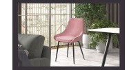 Chaise MICRA Velours Rose, dimensions: H86 x L49 x P61 cm, idéal pour un salon de prestige