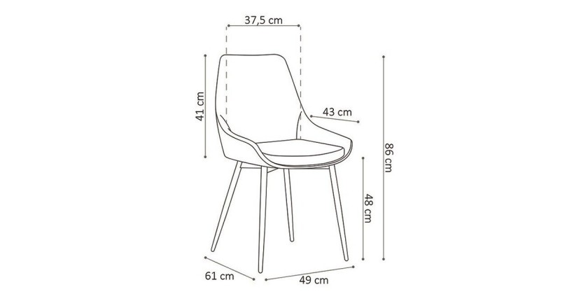 Chaise MICRA Velours Or, dimensions: H86 x L49 x P61 cm, idéal pour un salon de prestige