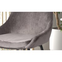 Chaise MICRA Velours Gris, dimensions: H86 x L49 x P61 cm, idéal pour un salon de prestige