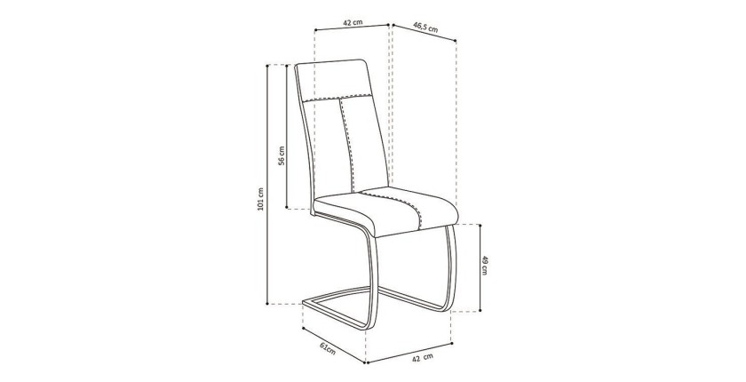 Chaise ALI PU Blanc, dimensions: H101 x L42 x P61 cm, idéal pour une salle à manger unique