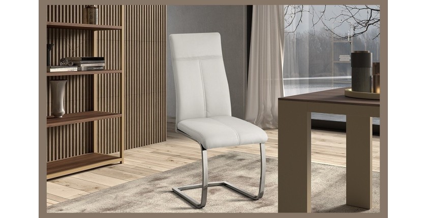 Chaise ALI PU Blanc, dimensions: H101 x L42 x P61 cm, idéal pour une salle à manger unique