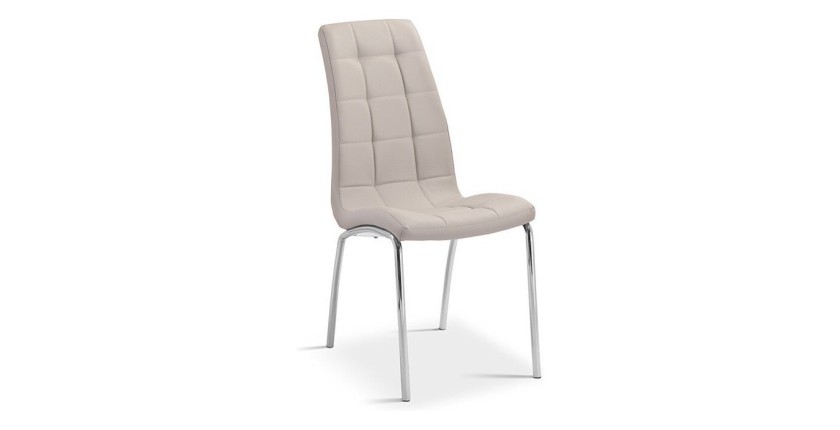 Chaise MERIL PU Cappuccino, dimensions: H96 x L42 x P55 cm, idéal pour une salle a mangé tape a l'œil