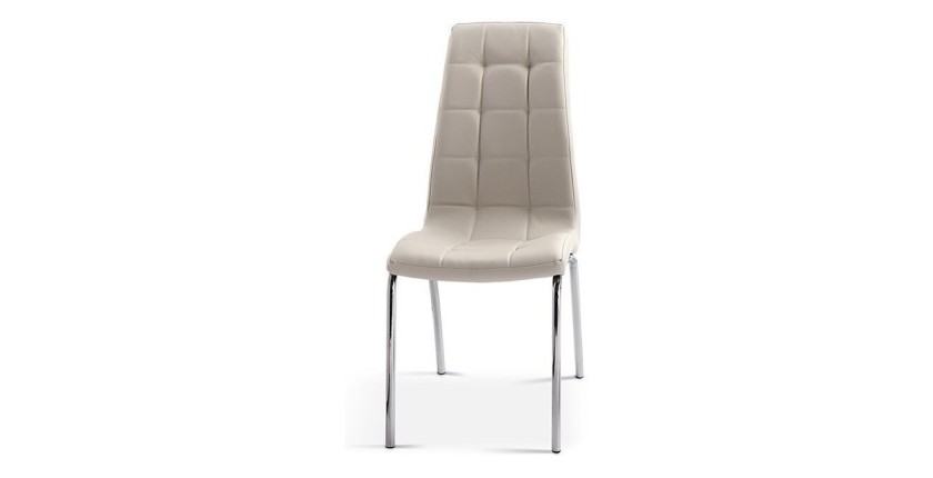 Chaise MERIL PU Cappuccino, dimensions: H96 x L42 x P55 cm, idéal pour une salle a mangé tape a l'œil