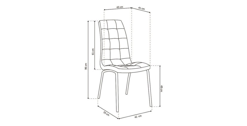 Chaise MERIL PU Cappuccino, dimensions: H96 x L42 x P55 cm, idéal pour une salle a mangé tape a l'œil