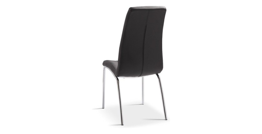 Chaise MERIL PU Noir, dimensions: H96 x L42 x P55 cm, idéal pour une salle a mangé tape a l'œil