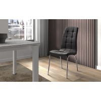 Chaise MERIL PU Noir, dimensions: H96 x L42 x P55 cm, idéal pour une salle a mangé tape a l'œil