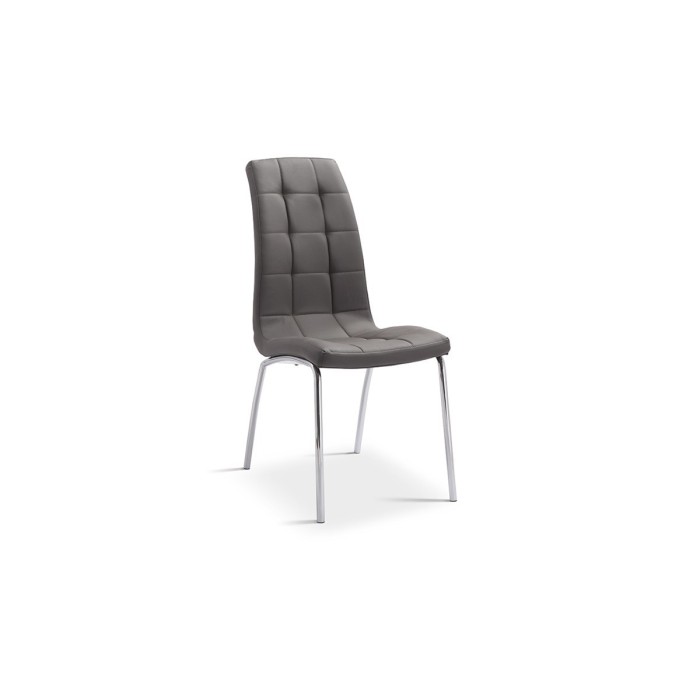 Chaise MERIL PU Gris, dimensions: H96 x L42 x P55 cm, idéal pour une salle à manger tape-à-l'œil