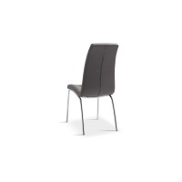 Chaise MERIL PU Gris, dimensions: H96 x L42 x P55 cm, idéal pour une salle à manger tape-à-l'œil