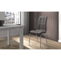 Chaise MERIL PU Gris, dimensions: H96 x L42 x P55 cm, idéal pour une salle à manger tape-à-l'œil