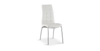 Chaise MERIL PU Blanc, dimensions: H96 x L42 x P55 cm, idéal pour une salle à manger tape-à-l'œil