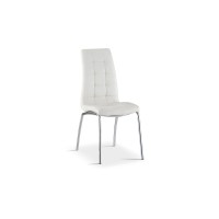 Chaise MERIL PU Blanc, dimensions: H96 x L42 x P55 cm, idéal pour une salle à manger tape-à-l'œil