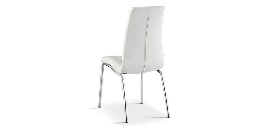 Chaise MERIL PU Blanc, dimensions: H96 x L42 x P55 cm, idéal pour une salle à manger tape-à-l'œil