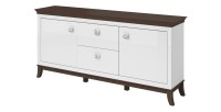 Buffet chic 180cm pour salon coloris blanc et chêne foncé collection PALACE.