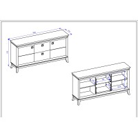 Buffet chic 180cm pour salon coloris blanc et chêne foncé collection PALACE.