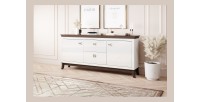 Buffet chic 180cm pour salon coloris blanc et chêne foncé collection PALACE.