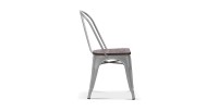 Chaise VIVI Gris clair et orme foncé, dimensions: H84 x L44 x P51 cm, idéal pour une salle à manger rustique