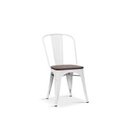 Chaise VIVI Blanc et orme foncé, dimensions: H84 x L44 x P51 cm, idéal pour une salle à manger rustique