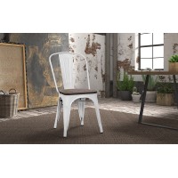 Chaise VIVI Blanc et orme foncé, dimensions: H84 x L44 x P51 cm, idéal pour une salle à manger rustique