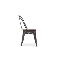 Chaise VIVI Métal et orme foncé, dimensions: H84 x L44 x P51 cm, idéal pour une salle à manger rustique