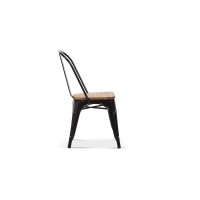 Chaise 'VIVI' Noir et orme clair, dimensions: H84 x L44 x P51 cm, idéal pour une salle à manger rustique